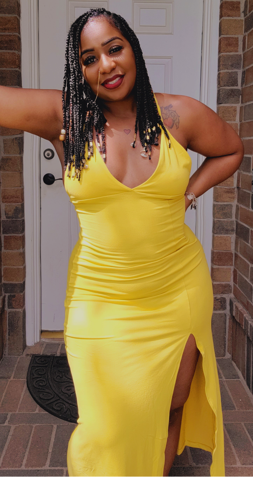 Cami thigh Split Maxi (Mustard)